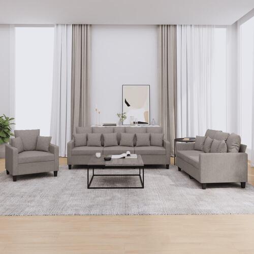 3 personers sofa med puder stof gråbrun