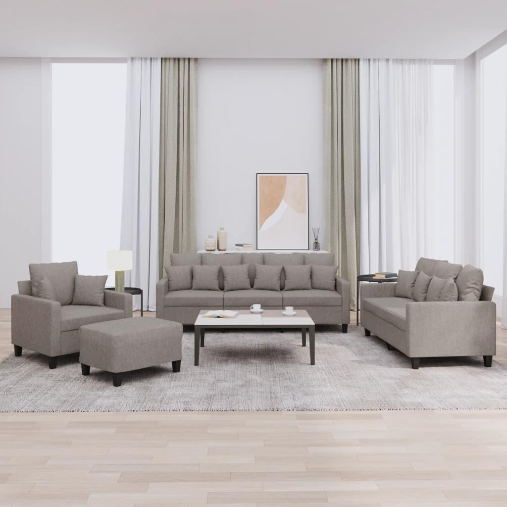Sofasæt 4 dele med puder stof gråbrun