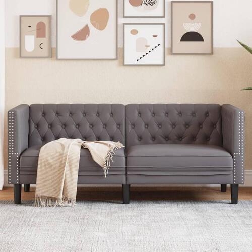 2-personers Chesterfield-sofa kunstlæder grå