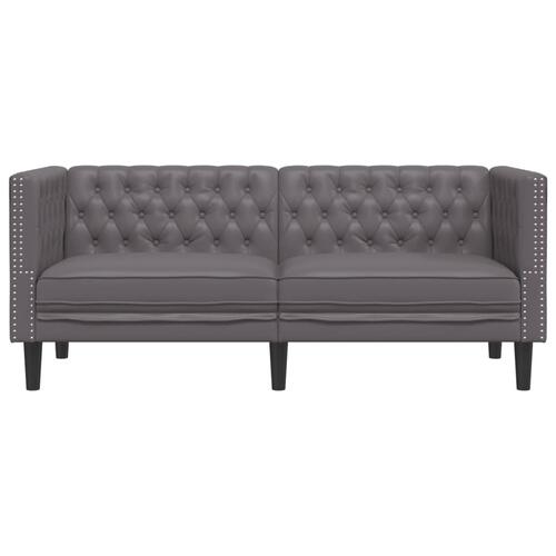 2-personers Chesterfield-sofa kunstlæder grå
