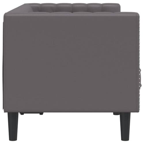 2-personers Chesterfield-sofa kunstlæder grå