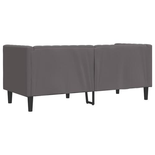2-personers Chesterfield-sofa kunstlæder grå