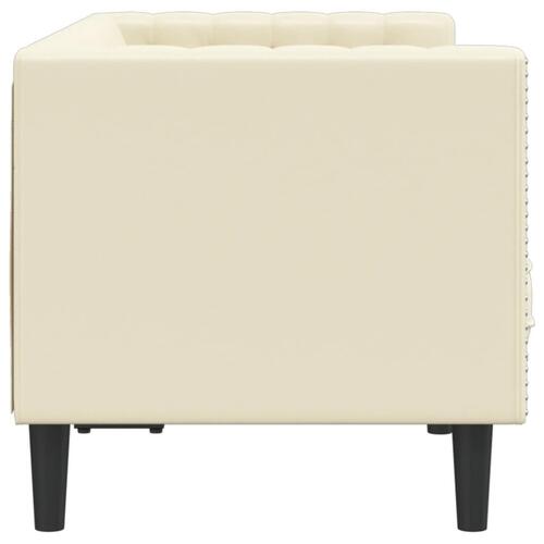 2-personers Chesterfield-sofa kunstlæder cremefarvet