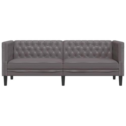 3-personers Chesterfield-sofa kunstlæder grå