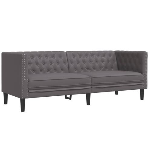 2-personers Chesterfield-sofasæt kunstlæder grå