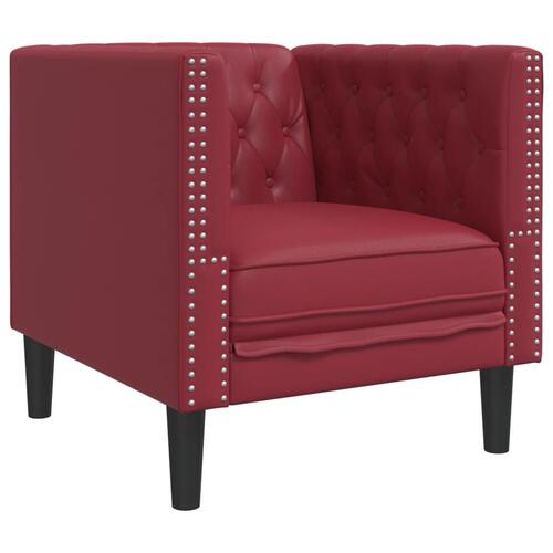 Chesterfield-sofastol kunstlæder vinrød