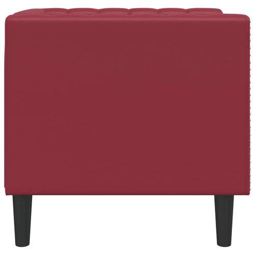 Chesterfield-sofastol kunstlæder vinrød