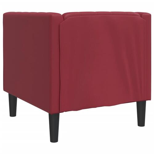 Chesterfield-sofastol kunstlæder vinrød