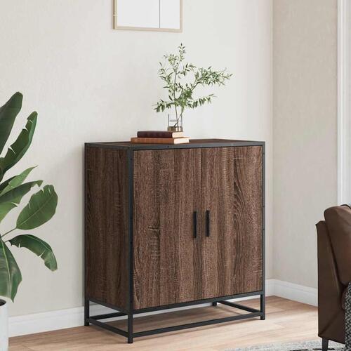 Skab 68x35x76 cm konstrueret træ og metal brun egetræsfarve