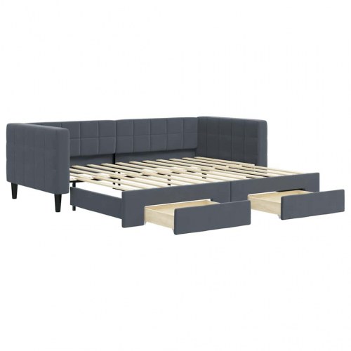 Daybed med udtræk og 2 skuffer 90 x 200 cm - mørkegrå
