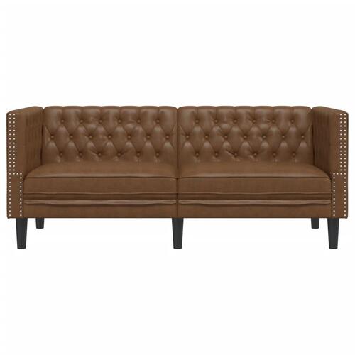 2-personers Chesterfield-sofa imiteret ruskind brun