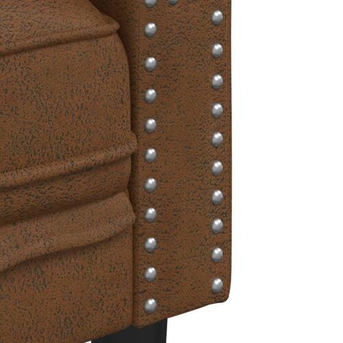 2-personers Chesterfield-sofa imiteret ruskind brun