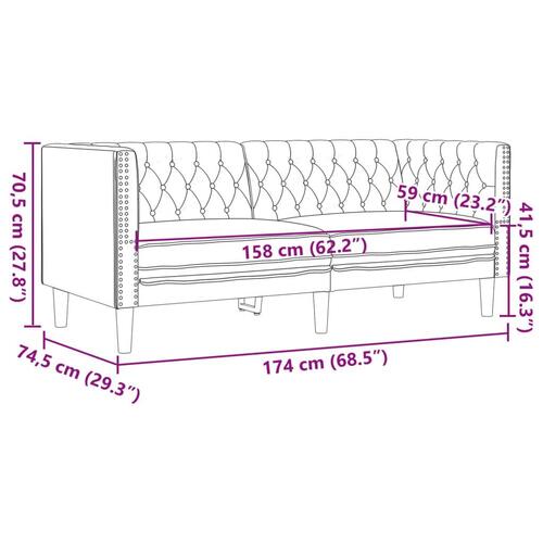 2-personers Chesterfield-sofa imiteret ruskind brun