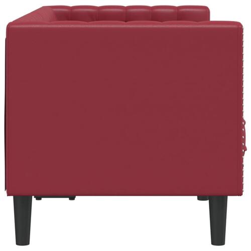 2-personers Chesterfield-sofa kunstlæder vinrød