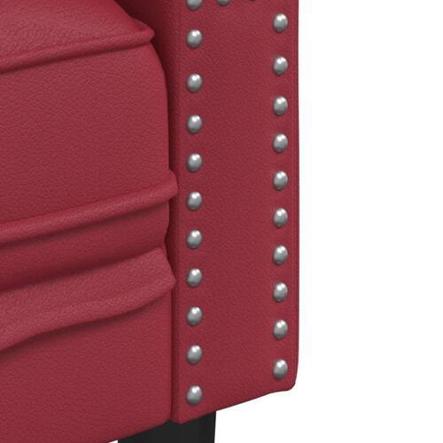2-personers Chesterfield-sofa kunstlæder vinrød