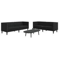 2-personers Chesterfield-sofasæt kunstlæder sort