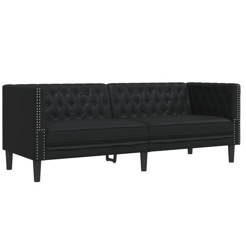 2-personers Chesterfield-sofasæt kunstlæder sort