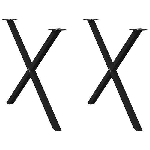 Spisebordsben X-formet 2 stk. 90x(72-73) cm stål sort