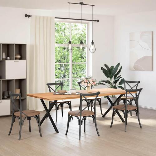 Spisebordsben X-formet 2 stk. 90x(72-73) cm stål sort
