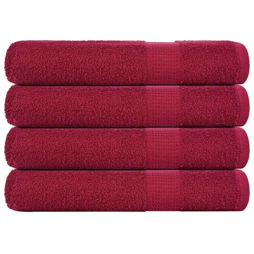Håndklæder 4 stk. 100x200cm 360g/m2 100 % bomuld bordeauxfarvet