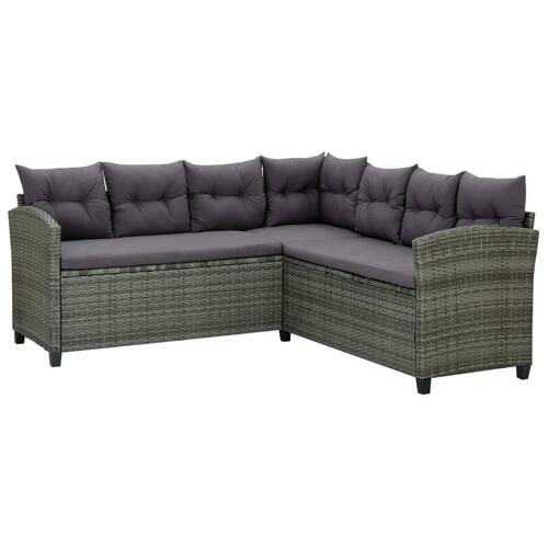 Loungesæt til haven 6 dele med hynder polyrattan grå