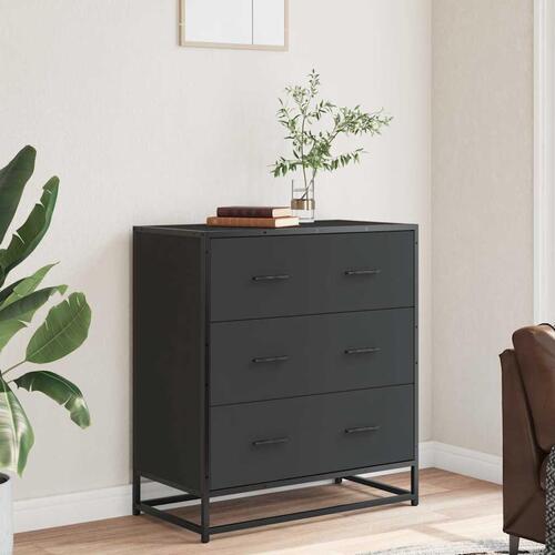 Skuffeskab 68x35x76 cm konstrueret træ og metal sort