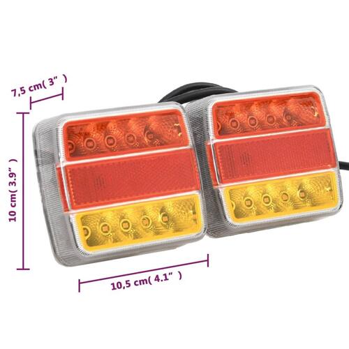 Trailerlygter 2 stk. 10,5x7,5x10 cm 12 V LED-pære rød