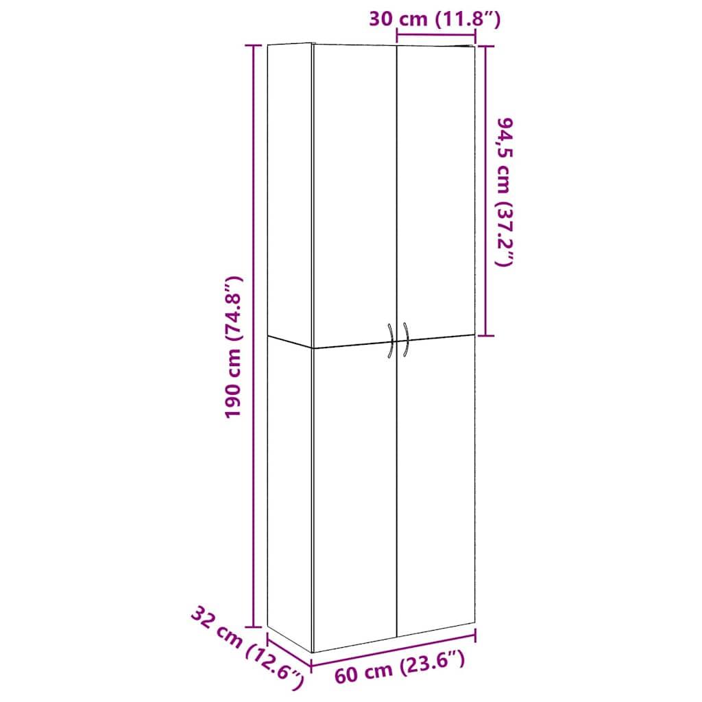Skab 60x32x190 cm konstrueret træ kunsteg