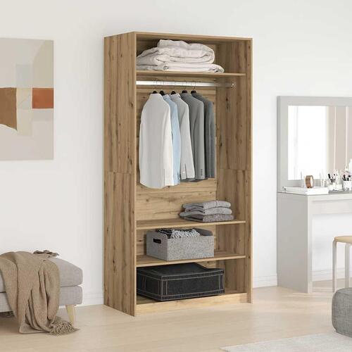 Klædeskab 100x50x200 cm konstrueret træ egetræslook