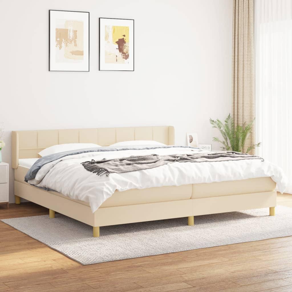 Kontinentalseng med madras 200x200 cm stof cremefarvet billede