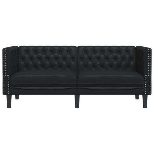 2-personers Chesterfield-sofa kunstlæder sort