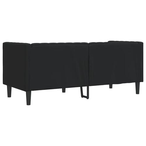 2-personers Chesterfield-sofa kunstlæder sort