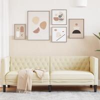 3-personers Chesterfield-sofa kunstlæder sort