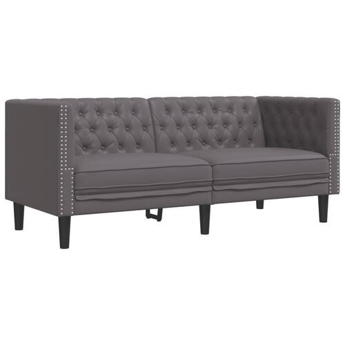 3-personers Chesterfield-sofasæt kunstlæder grå