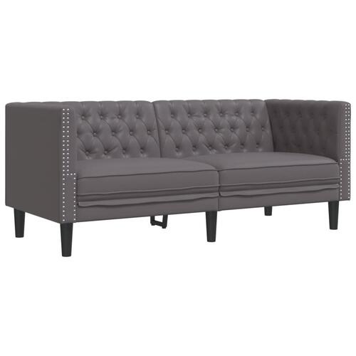 3-personers Chesterfield-sofasæt kunstlæder grå