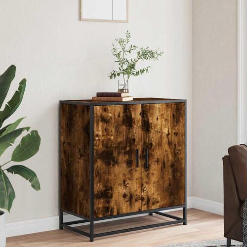 Skab 68x35x76 cm konstrueret træ og metal røget egetræsfarve