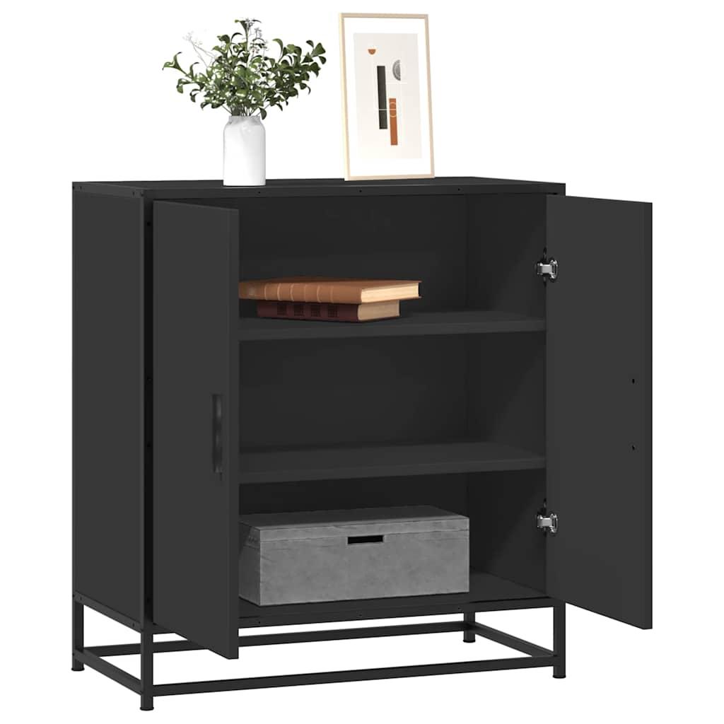 Skuffeskab 68x35x76 cm konstrueret træ og metal sort