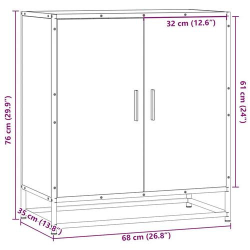 Skuffeskab 68x35x76 cm konstrueret træ og metal sort