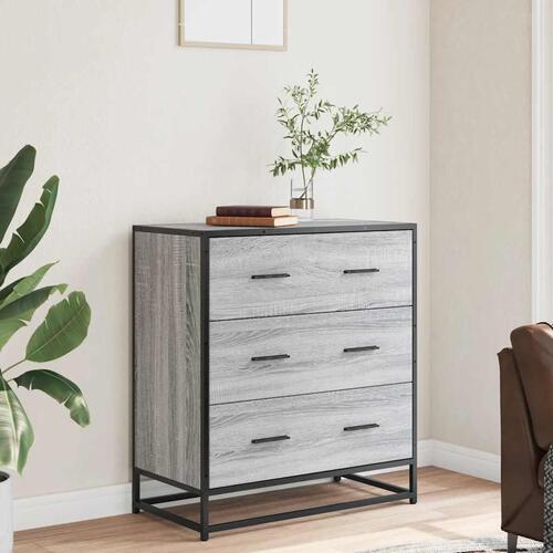 Skab 68x35x76 cm konstrueret træ og metal grå sonoma-eg
