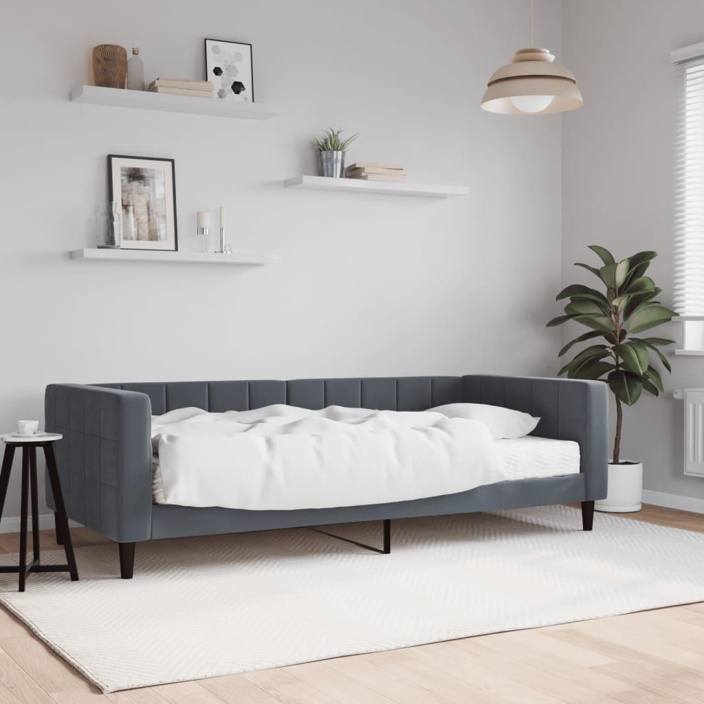 Daybed Velour Mørkegrå - med madras / 90 x 200 cm