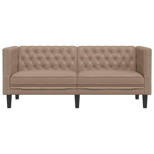 2-personers Chesterfield-sofa kunstlæder cappuccinofarvet