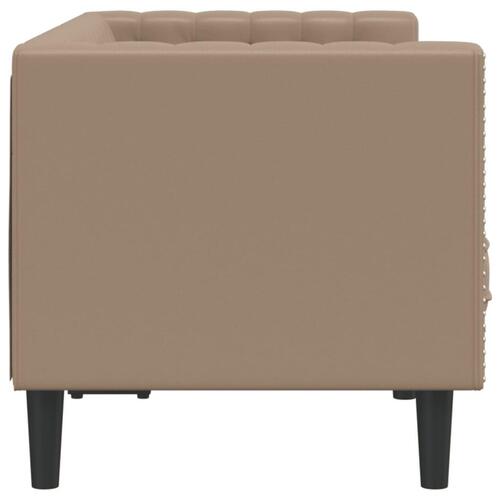 2-personers Chesterfield-sofa kunstlæder cappuccinofarvet
