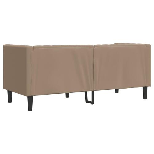 2-personers Chesterfield-sofa kunstlæder cappuccinofarvet