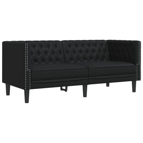3-personers Chesterfield-sofasæt kunstlæder sort
