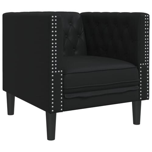 3-personers Chesterfield-sofasæt kunstlæder sort