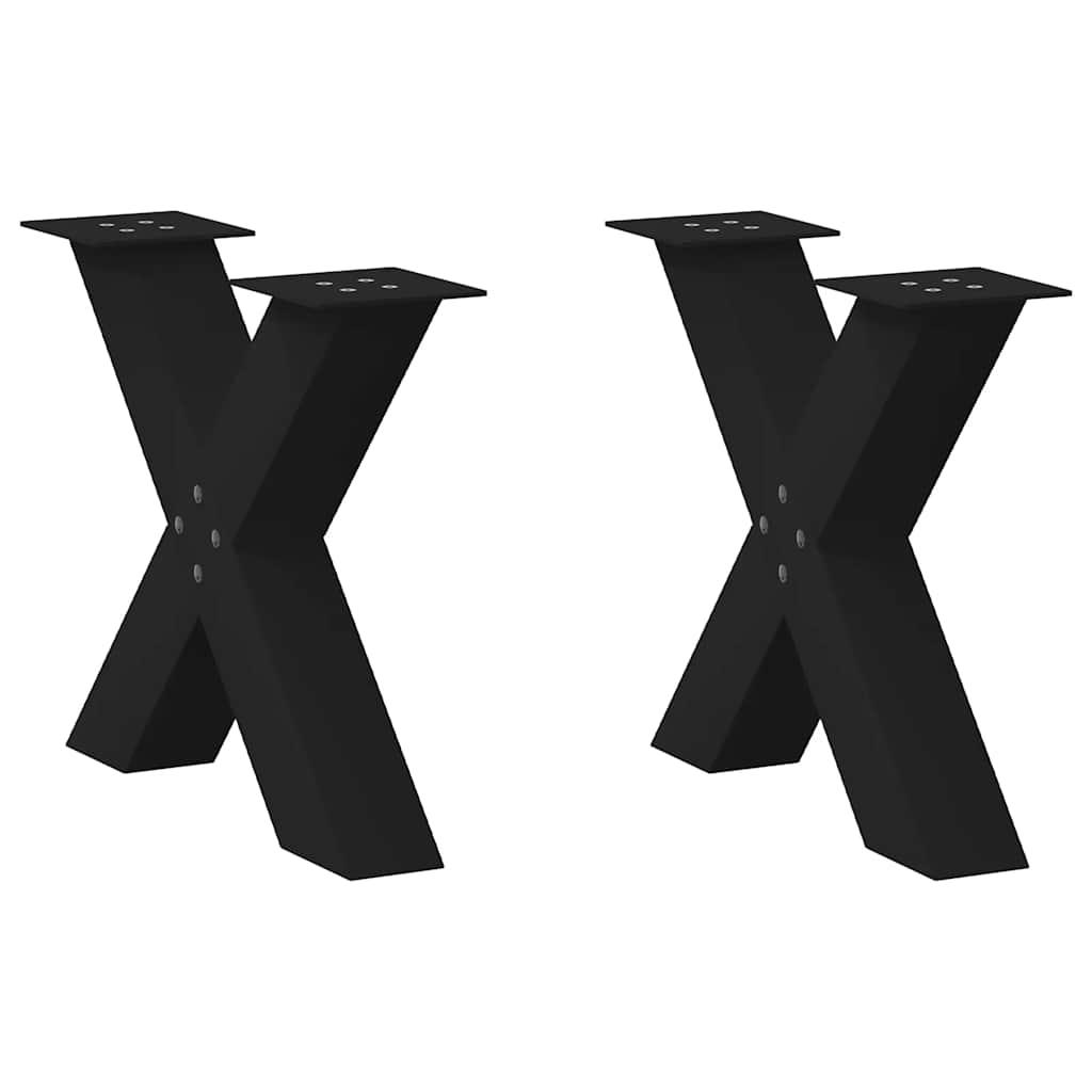 Sofabordben X-formet 2 stk 50x(42-43) cm stål sort