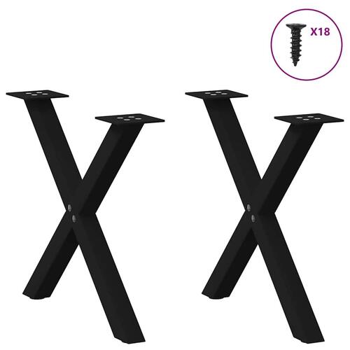 Sofabordben X-formet 2 stk 60x(42-43) cm stål sort