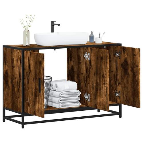 Skab til håndvask til badeværelse 90x33x60 cm røget eg