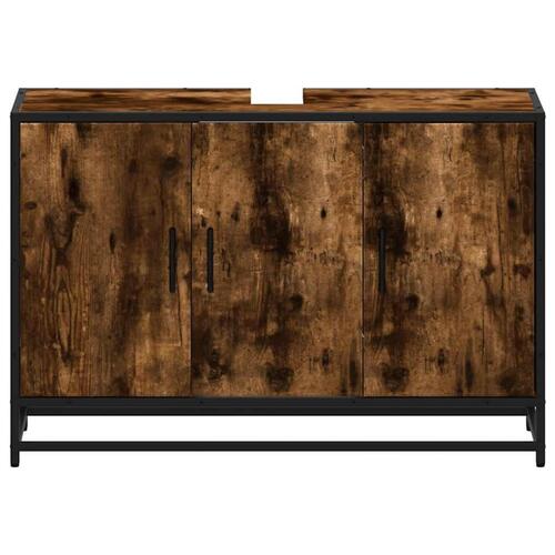 Skab til håndvask til badeværelse 90x33x60 cm røget eg