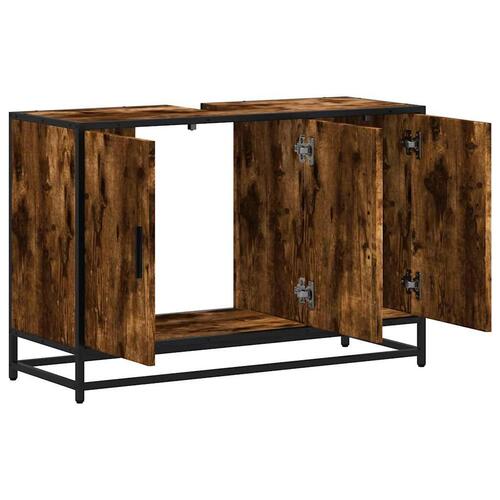 Skab til håndvask til badeværelse 90x33x60 cm røget eg